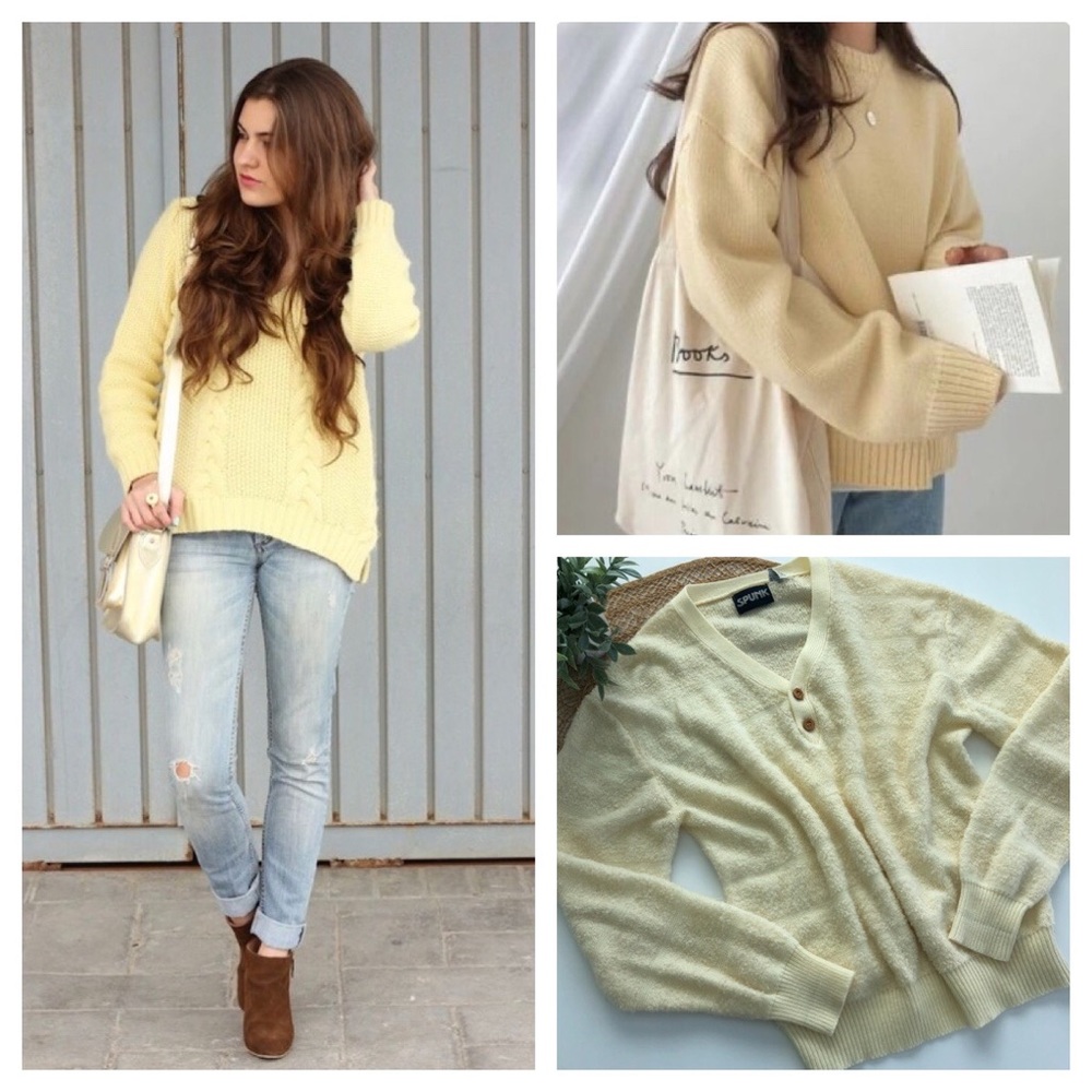 Vintage 80-90’s Sweater Yellow V-Neck Spunk Size L